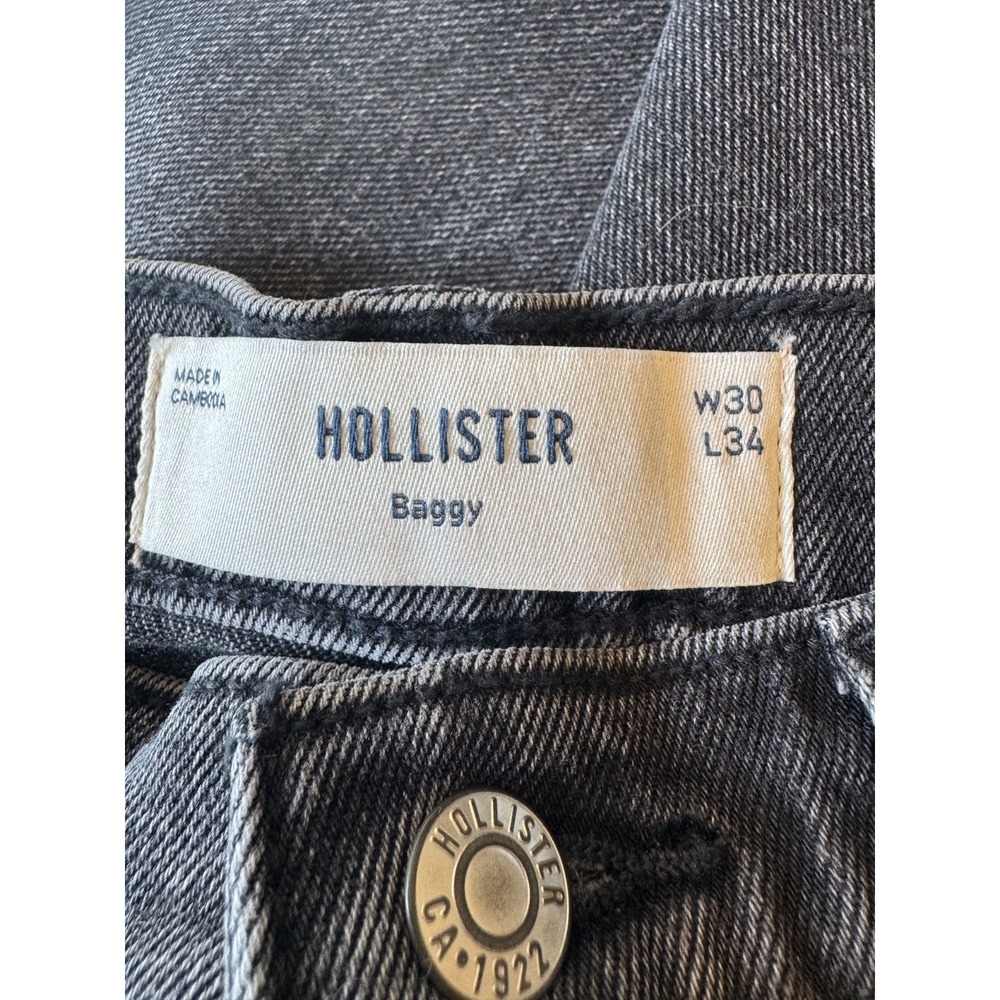 Hollister Men's Baggy 30 x 34 Black Distressed Jeans Oversized Retail $50 NWT! - Picture 5 of 9